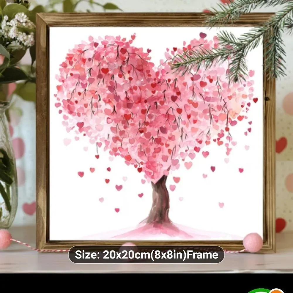 Charming Heart Tree Wall Art in Pink and Brown
